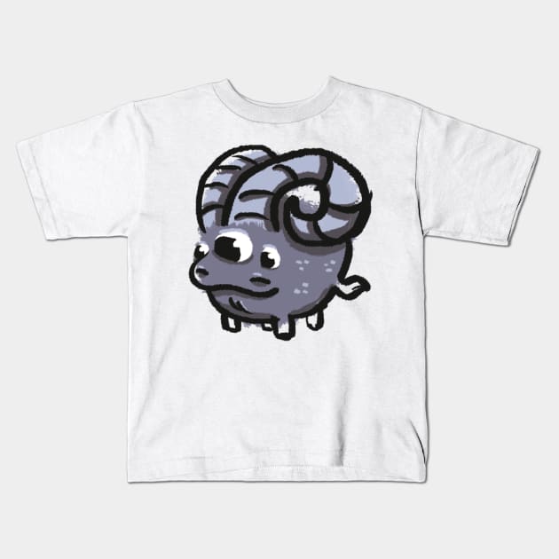 Three-Eyed Ram Doodle Monster Kids T-Shirt by SaruHime